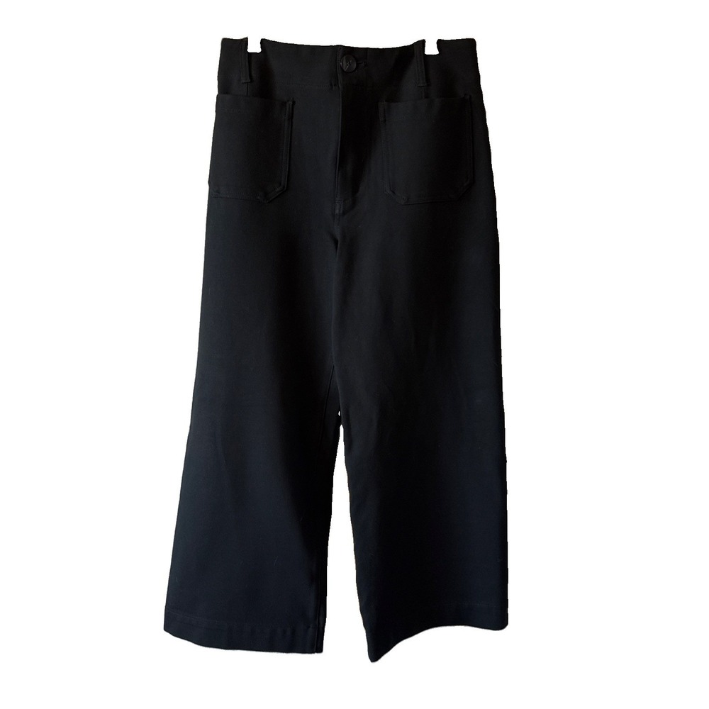 Maeve Anthropologie Colette Black Cropped Wide Leg Women's Pants Size 29